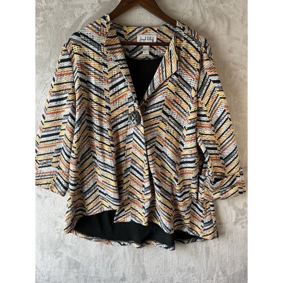 Joseph Ribkoff Jacket Women's 14 Retro Mod‎ Chevron Striped Artsy Layering - Picture 1 of 6